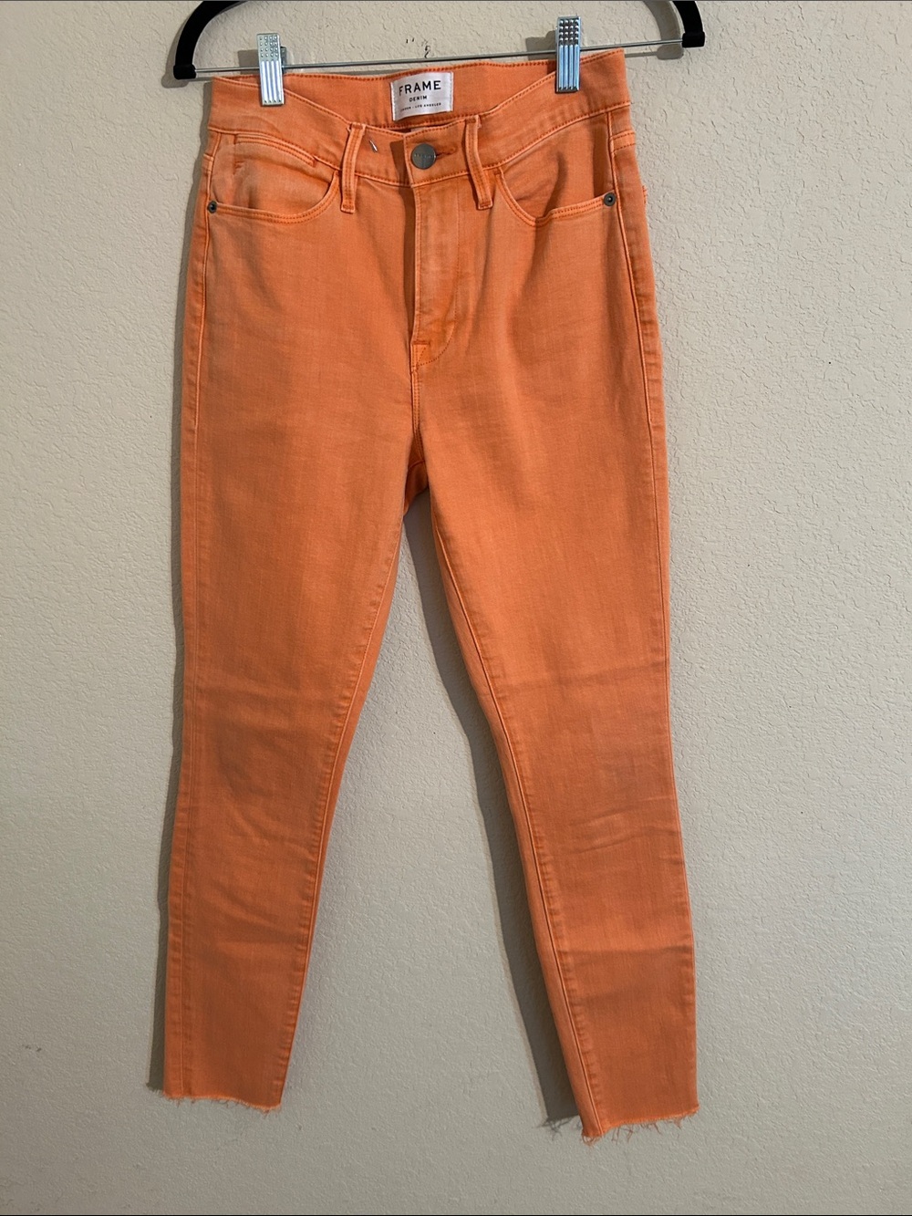 Frame Denim Orange Skinny High-Rise Jeans
